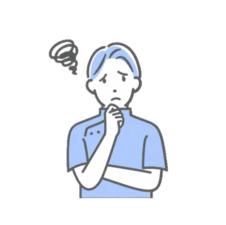 待合室の情報発信について考えている歯科医院スタッフのイラスト